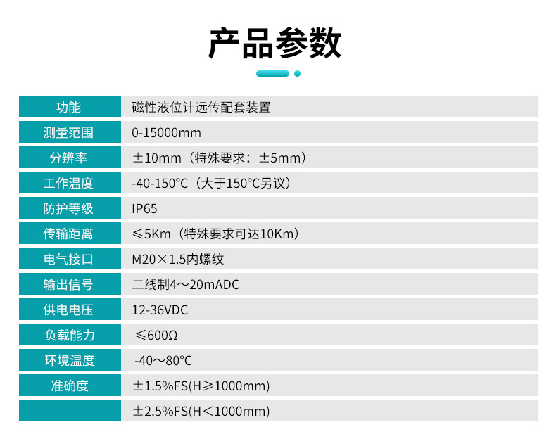 米科MIK-UZ磁翻板液位計產品參數